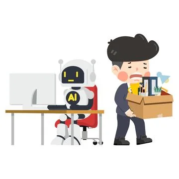 Artificial Intelligence Replace Human Employee Stock Illustration