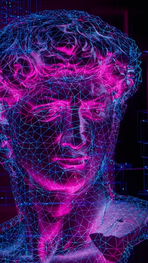 Artificial intelligence replaces antiquity. Computer graphics Video stock 285759712