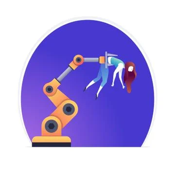 Artificial intelligence is replacing woman. Stock Illustration