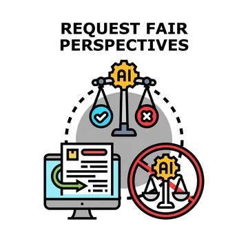 Artificial intelligence requesting fair perspectives and data Stock Illustration