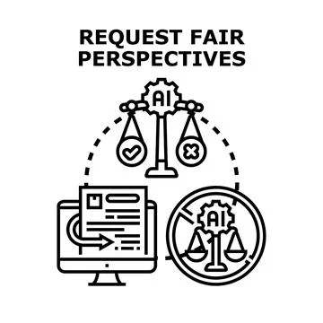 Artificial intelligence requesting fair perspectives and data Stock Illustration