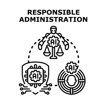 Artificial intelligence responsible administration concept vector illustratio Stockillustratie