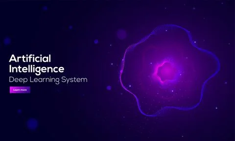 Artificial Intelligence responsive landing page design for deep learning sy.. Stockillustratie