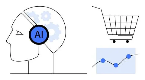 Artificial Intelligence in Retail and Analytics Visual Representation Illustrazione stock