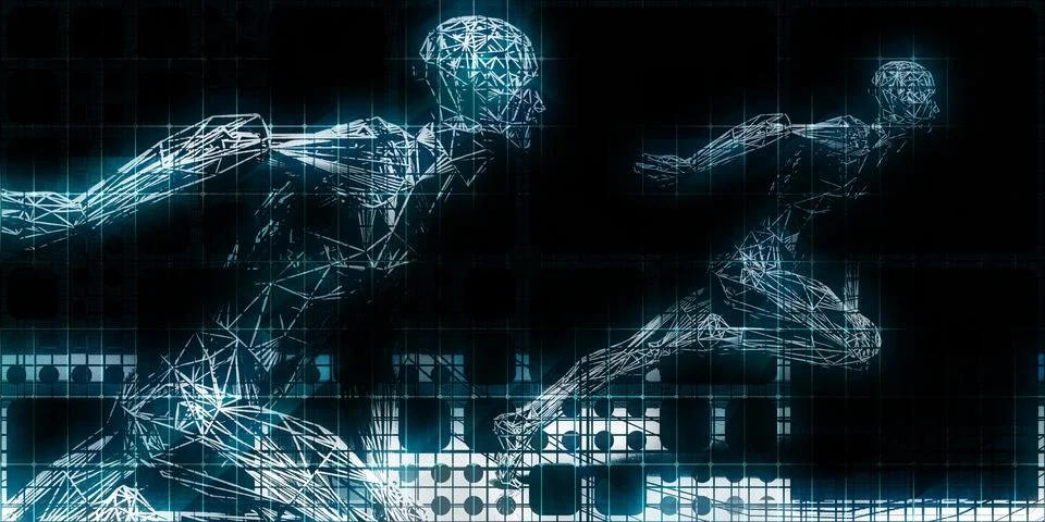 Artificial Intelligence Revolution In Digital Tech Race Stock Photos