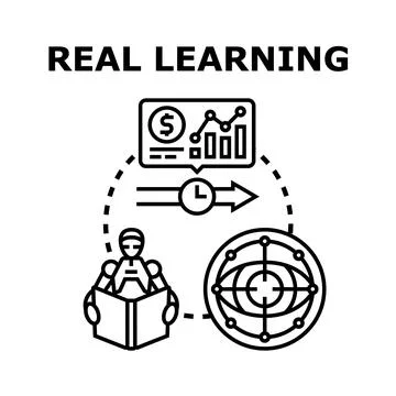 Artificial intelligence robot acquiring knowledge for business analytics Stock-Illustration