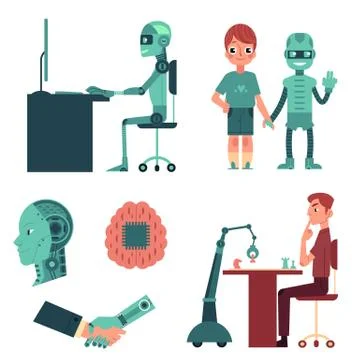 Artificial intelligence, robot, android concept Stockillustratie