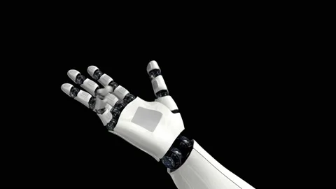 Artificial intelligence. The robot arm makes different movements. The camera Stock Footage 149435254