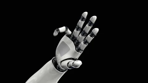 Artificial intelligence. The robot arm makes different movements. The camera Stock Footage 150326898