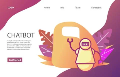 Artificial intelligence. Robot assistant.Chatbot landing page.Web page. Stock-Illustration