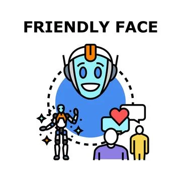Artificial intelligence robot assisting people with technology Stock Illustration