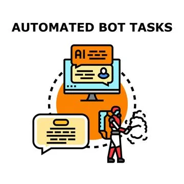 Artificial intelligence robot automating business tasks process イラスト素材