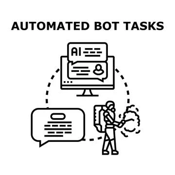 Artificial intelligence robot automating business tasks process Stock Illustration
