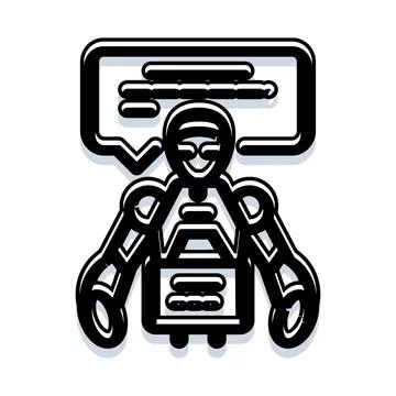 Artificial intelligence robot chatbot communicating speech bubble Stock Illustration