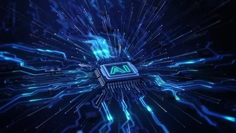 Artificial intelligence robot with circuit brain Human head with the circuit boa Stock Footage 311872930