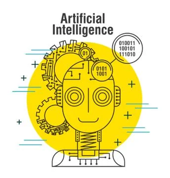 Artificial intelligence robot code binary gear work technology イラスト素材