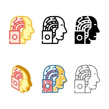 Artificial intelligence robot color icon variations vector 스톡 일러스트