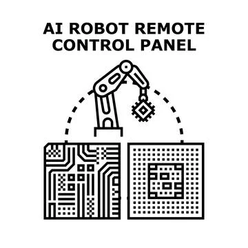 Artificial intelligence robot developing microchip for automation Stock Illustration