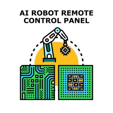 Artificial intelligence robot developing microchip for automation Stock Illustration