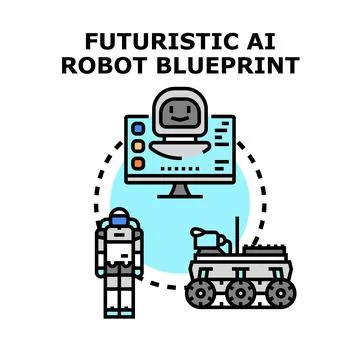 Artificial intelligence robot engineering and automation concept Stock Illustration