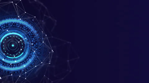 Artificial intelligence robot eye with plexus Stock Footage 249794658