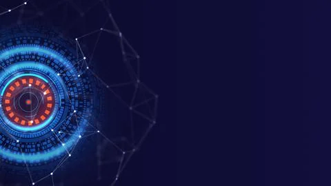 Artificial intelligence robot eye with plexus Stock Illustration