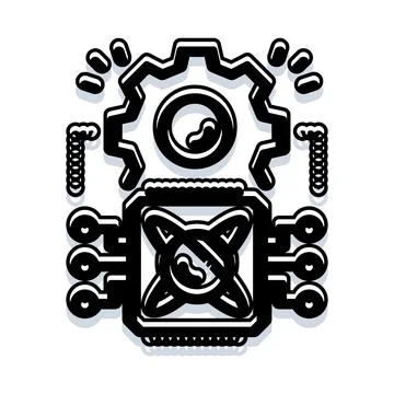 Artificial intelligence robot gear microchip technology concept 스톡 일러스트