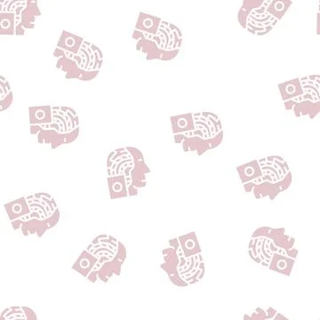 Artificial intelligence robot glyph vector seamless pattern Stock Illustration