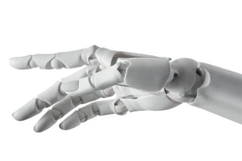 Artificial intelligence. Robot hand gesturing on white background Illustrazione stock