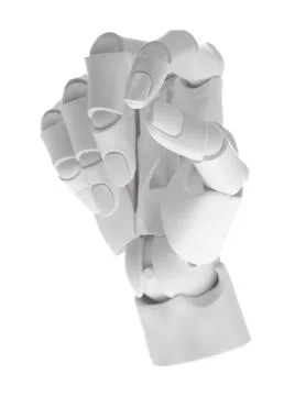 Artificial intelligence. Robot hand gesturing on white background Stock Photos