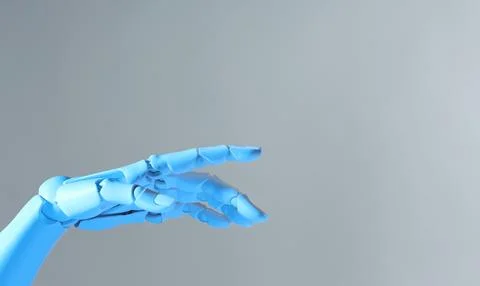 Artificial intelligence. Robot hand gesturing on grey background, space for.. Stock Photos