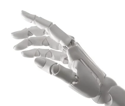 Artificial intelligence. Robot hand gesturing on white background Stock Photos