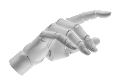 Artificial intelligence. Robot hand gesturing on white background Stock Photos