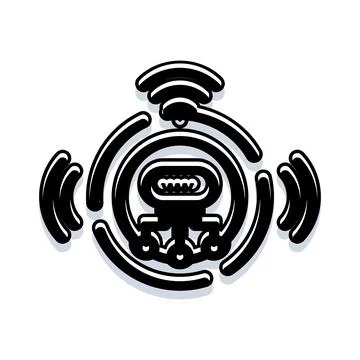 Artificial intelligence robot head communicating network waves Stock Illustration