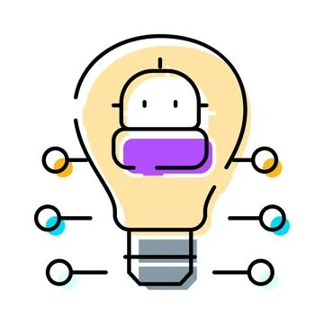 Artificial intelligence robot head creating new ideas 스톡 일러스트