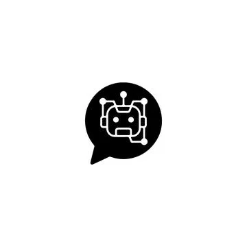 Artificial intelligence robot head inside a speech bubble icon 스톡 일러스트