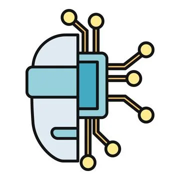 Artificial intelligence robot head with integrated circuit chip Stock Illustration