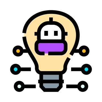 Artificial intelligence robot head light bulb idea Stock Illustration