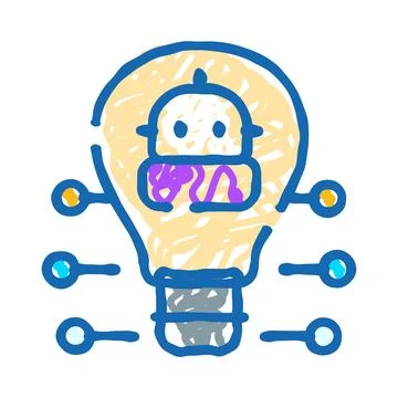 Artificial intelligence robot head light bulb icon Stock Illustration