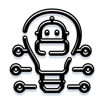 Artificial intelligence robot head light bulb idea Stock Illustration