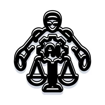 Artificial intelligence robot holding scales of justice Stock Illustration