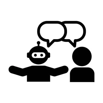 Artificial Intelligence Robot Human Chat Conversation Icon Vector AI Messag.. Stock Illustration
