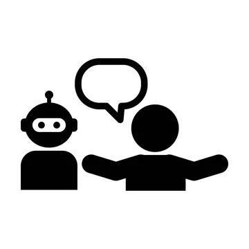 Artificial Intelligence Robot Human Discussion Icon Vector AI Communication.. Stock Illustration