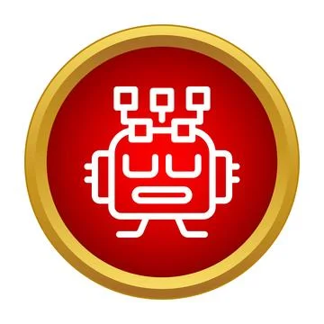 Artificial intelligence robot icon with connected brain Stock Illustration