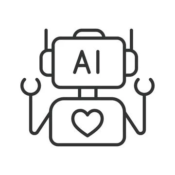 Artificial intelligence robot icon in line design. AI, machine, learning, future Stock Illustration