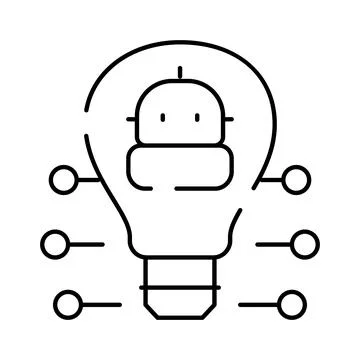 Artificial intelligence robot idea lightbulb innovation concept Stock Illustration