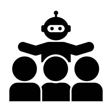 Artificial Intelligence Robot Leading Team Icon Vector AI Leadership Symbol.. Illustrazione stock