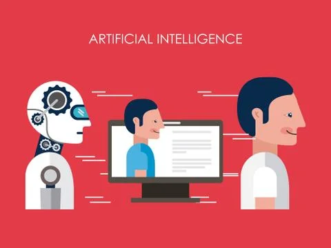 Artificial intelligence robot man computer 스톡 일러스트