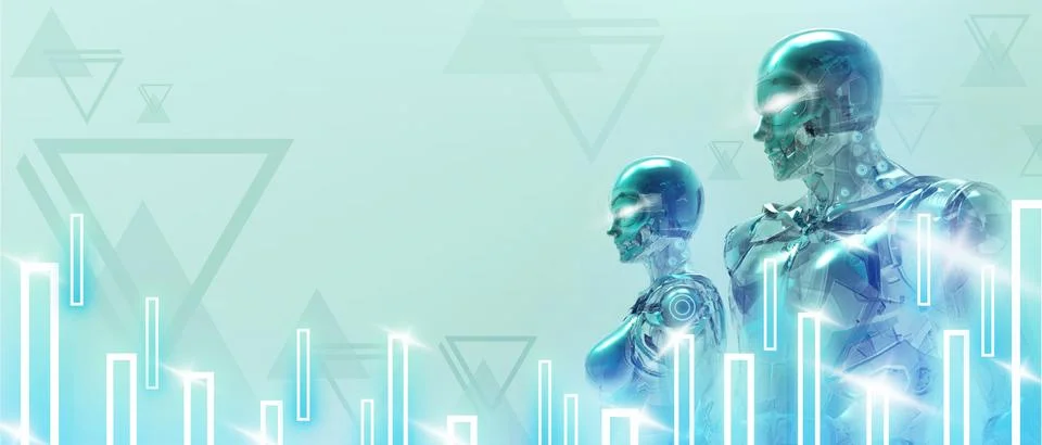 Artificial intelligence robot with metaverse technology connectivity in business Stock Illustration