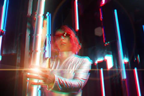 Artificial intelligence robot or virtual assistant interact with big data. Stock Photos